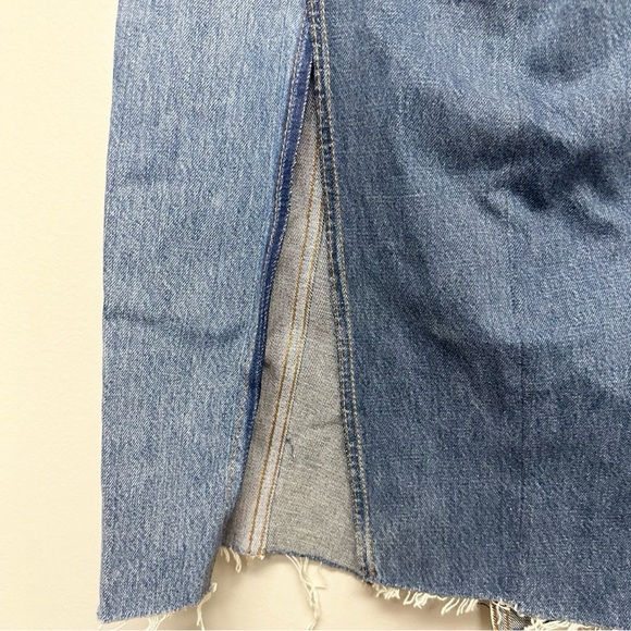 NWOT Levi’s Re/Done Reconstructed Blue Denim Pencil Fray Skirt Sz 26 - Picture 5 of 5